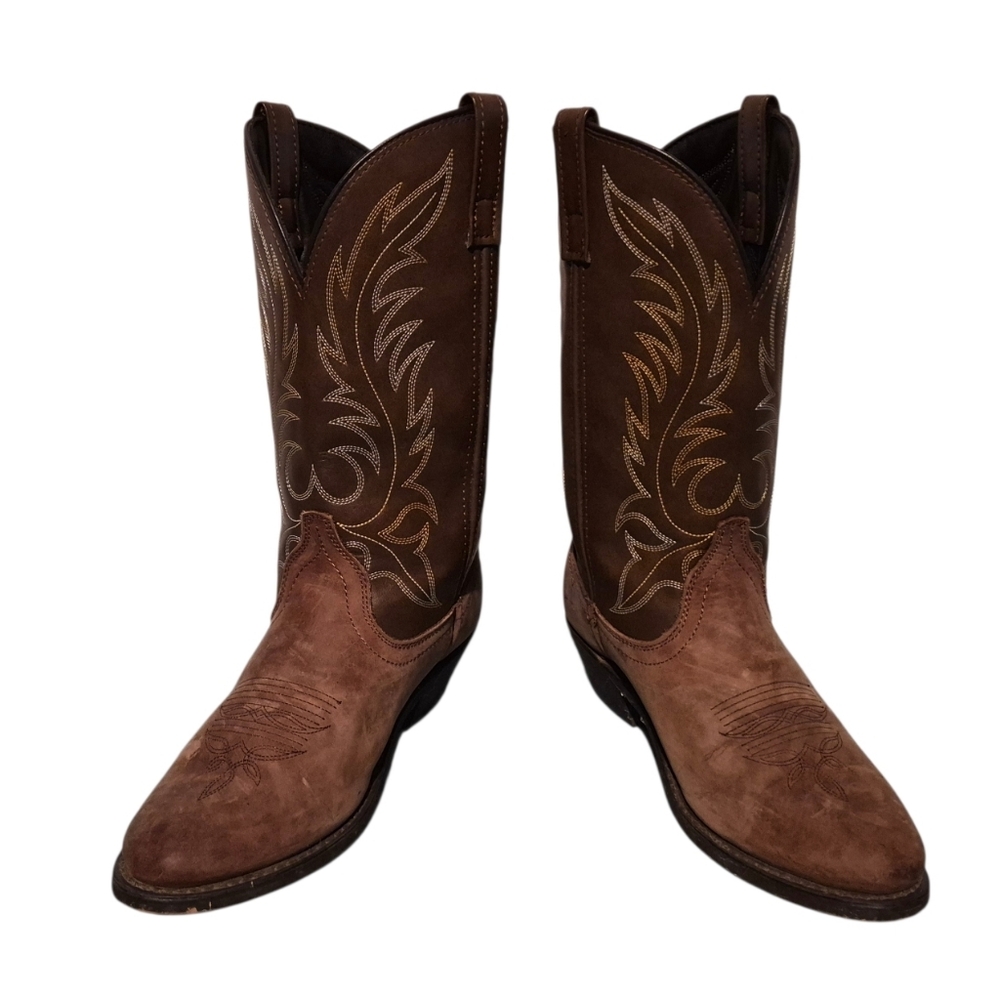 Laredo Brown Round-Toe Cowboy Western Cowgirl Boots Women's 8M - Picture 5 of 8